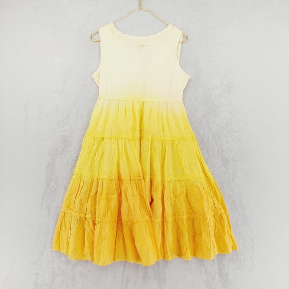 New Chaudry V-Neck Sleeveless Midi Yellow Cotton Dress P2378 - Picture 4 of 8